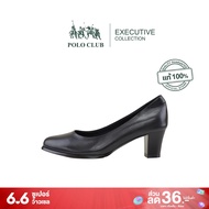 POLO CLUB รองเท้าหนัง รุ่น P1910 สีดำ | รองเท้าคัทชูผู้หญิง  รองเท้าส้นสูง รองเท้าทำงานผู้หญิง รองเท้าลำลอง
