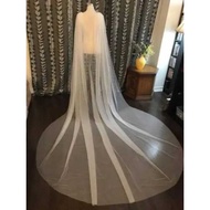 Plain Wedding Bridal Shoulder Veil Tulle Long Cape Cloak Shawl White/