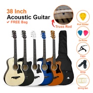 A&amp;K - 38 Inch Acoustic Guitar AK-011C (FREE BAG) TRUSS ROD + Accessories Set (Gitar Akustik, Gitar Kecil, Murah Cutaway)