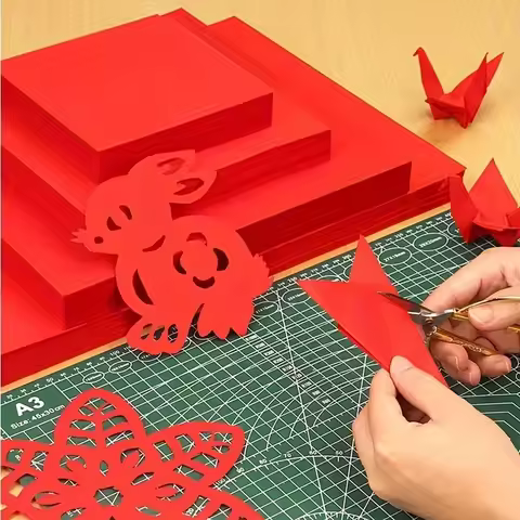 100pcs Red Double Sided Origami Handmade Square Paper cutting DIY Scrapbooking Craft A4 80gsm Copy P