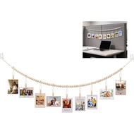 Office Cubicle Hanging Photo Display with Clips, 9 Wood Clips,2 Cubicle Clips for Fabric Wall, Photo