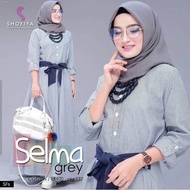 ◐┇✎READY STOCK Selma Baju Muslimah Fashion Long Dress Maxi Jubah Kurung Raya Casual Basic Stripes Salur