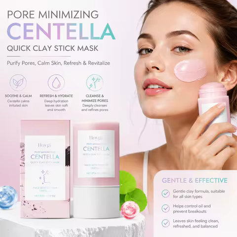 Hoygi Pink Centella Clay Mask for Pore Cleansing Oil Control Smooth Skin Soothing Centella Clay Stic