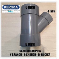 Y Branch 6 x 4 inch D Rucika Tee Y 45 degrees Tee yee Ty tee way 6 x 4