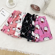 Sanrio Hello Kitty Plush Cartoon Shorts Pajamas Pants Cute Cartoon Flannel Casual Shorts Kawaii Blac