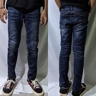 Celana Panjang Longpants Jeans Hamo Dark Blue Washed Fading Skinny Ori