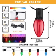 C7 Multicolor Christmas String Lights Outdoor Vintage Candle Chain Light E12 220V Colorful LED Bulbs