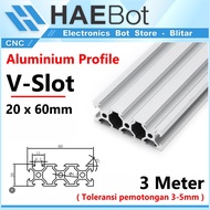 [HAEBOT] Aluminum V-Slot Profile 2060 20x60 AP2060 Aluminum 3 Meter Profile Frame CNC Extrusion Mini