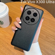 For Vivo X300 Ultra X300Pro X300S Case Luxury Skin Feeling Black PU Matte PC Hard Phone Cover Casing