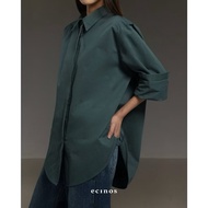 Preloved ECINOS - 100% Cotton Oversized Shirt in Teal and Coffee