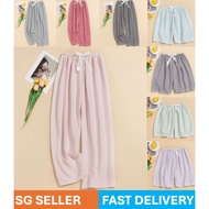 【📣SG Seller】🔥New Upgrade🔥Long and short cloud cotton women high waist wide leg cooling pajamas home 