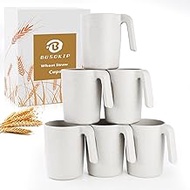 BUSOKIP Drinking Glasses 16 OZ Wheat Straw Cups Set of 6 - Reusable Tumbler Cups with Handle | Alter