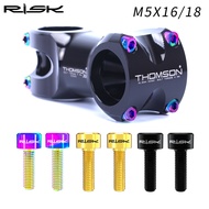 [BLACK ONLY] RISK 6Pcs Titanium Bolts for Handlebar MTB Road Bicycle Fixed Stem Screws M5*18mm