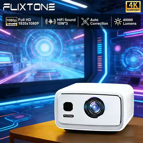Flixtone D9W Ultra Projector 3000 ANSI Lumens High Brightness Full HD 1080P 4K Home Cinema Smart TV 