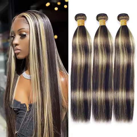 P1B/27 Straight Human Hair Bundles 12A Brazilian Virgin Remy 100% Human Hair Extensions 1/3/4 pcs Bu