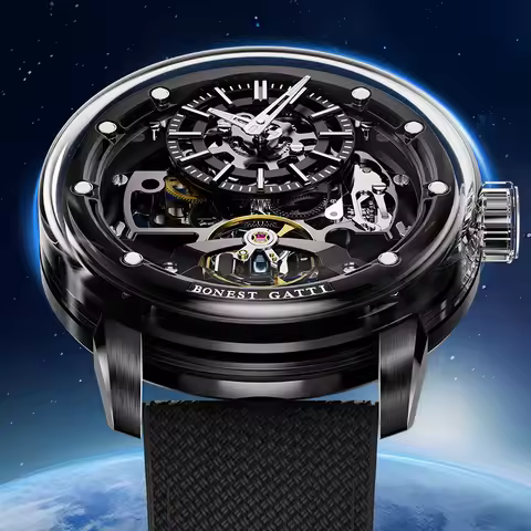 BONEST GATTI Luxury Men Mechanical Automatic Watch Skeleton Dial Case Sapphire Business Original Tou