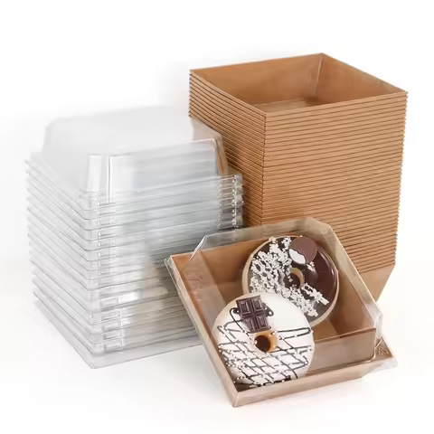 5/10pcs Dessert Cake Box Kraft Paper Cookie Bakery Food Sandwich Packing Boxes Wedding Birthday Part