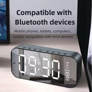 Bluetooth Music Player Portable Speaker FM Radio Alarm Clock Mirror