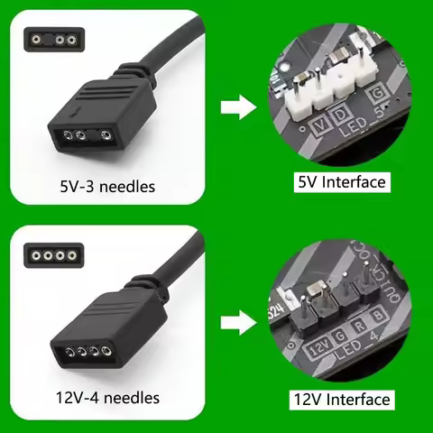 Motherboard RGB SYNC Splitter, 12V 4Pin RGB / 5V 3Pin ARGB SYNC HUB Transfer Extension Cable For M/B
