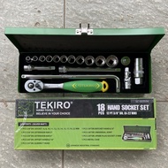 3/8 INCH Socket Wrench Set 6-22 MM Iron Box 18 Pcs / Socket Wrench Set