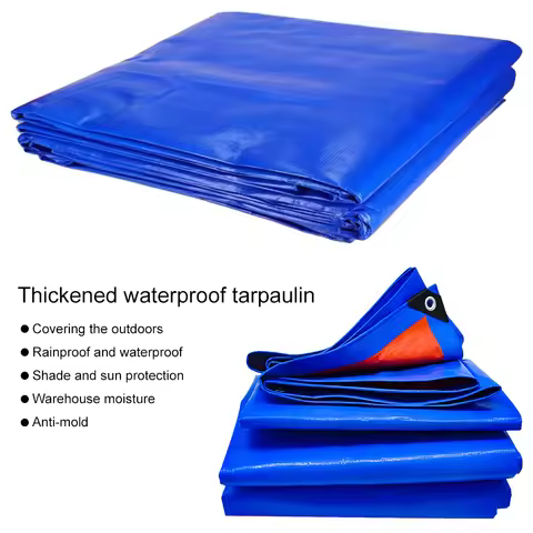 2x2/3/4M Heavy Duty Poly Tarp Waterproof Heavy Duty Blue Tarps Tear Resistance Tarpaulin Cover for P