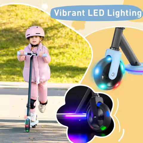 Electric Scooter for Kids Ages 4–10, 5 MPH Safe Speed, 6 Miles Range, 6" Solid Tires, Foot-Activated