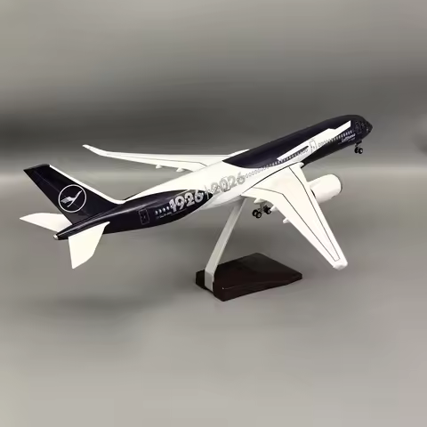 47CM Aircraft Model Lufthansa A350 100years 1/130 Scale Planes Collectible Resin Miniature Airplane 