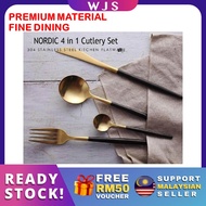 (FINE DINING ATMOSPHERE) WJS 4pcs 4 pcs Nordic 4 in 1 304 Stainless Steel Kitchen Flatware Cutlery S
