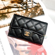 【 全新商品 】CHANEL 香奈兒 AP0214 黑色 金釦 金雙Ｃ 荔枝牛皮 釦式卡包 零錢包 收納包 單層卡包