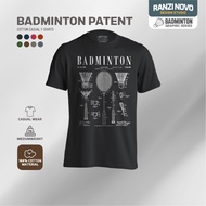 Badminton Patent Design - Cotton T-Shirt Casual Comfort Shuttlecock Li-Ning Apacs Yonex Victor