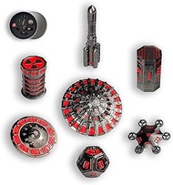 UFO Dice Set Metal Polyhedral Dice Set D&D Mars Element Dice Set with D20 D12 D10 D% D8 D6 D4 for Du