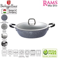 HOT🔥BERLINGER HAUS 28CM/32CM INDUCTION NON STICK STONE SHALLOW POT WITH GLASS LID