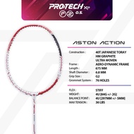PROTECH Badminton Racket - Aston Action (4U) (MAX 36LBS) (FREE String + Grip + 2 Zips Bag)