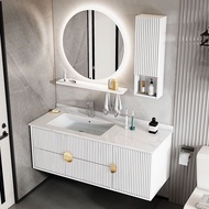 Light Luxury Bathroom Cabinet Bathroom Washbasin Sink Cabinet Combination Simple Modern Intelligent Round Mirror Cabinet Solid Wood