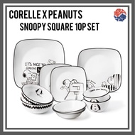 Corelle x PEANUTS Snoopy & Charlie Square Plate Set/Corelle USA set/ Dinnerware Corelle set/Snoopy P