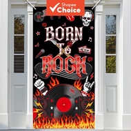Rock And Roll Door Cover - Born To Rock 50s Music Theme Birthday Party Decorations