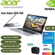 LAPTOP ACER ASPIRE 5 54Z7 CORE I5 GEN11 RAM 8GB SSD 256GB NVIDIA MX350
