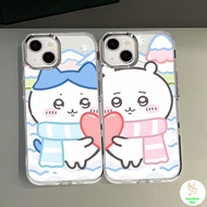 COD- A Case With Scarf For iPhone 7 8 X 11 12 13 14 15tpu Transparent Metal Photo Frame Phone Couple