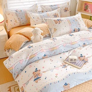 Quilt Cover with Zip Rabbit Bear Printed Duvet Cover Floral Duvet Cover Comforter Cover Single/Queen