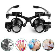 Head Illuminated LED Magnifier 10X 15X 20X 25X Magnifying Glass Hands-Free Light