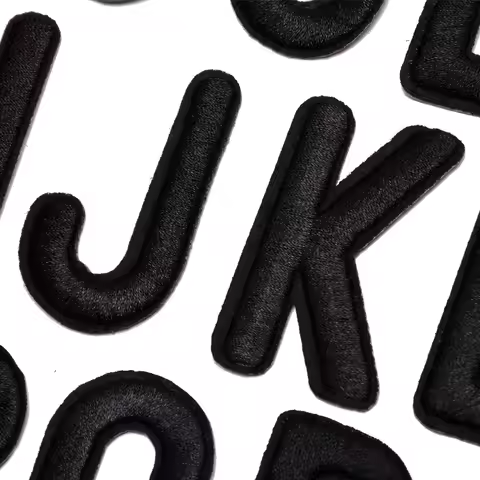 Black Embroidered Letters Iron On Patch Applique Alphabet Patches For Kid Clothing Bags Sewing DIY N