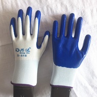 KY-D Xingda13Needle White Nylon Nitrile Rubber Gloves Wear-Resistant Breathable Oil-Proof Ding Qing Nitrile Glue Gloves