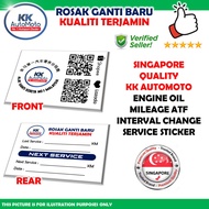 Mileage Sticker by KK AutoMoto - Top Singapore Quality - Engine Motor Oil Fluid Gear ATF Auto Manual