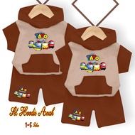 Setelan Baju Anak Laki Laki Gambar Tayo Set Hoodie Usia 1-5 Tahun