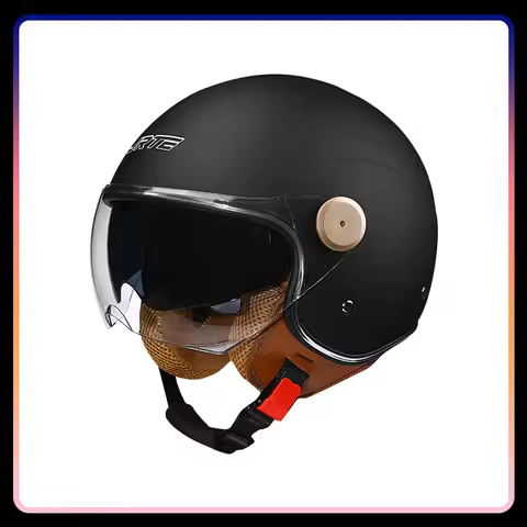 Vintage Semi-open Helmets Men Women DOT ECE Double Visor Open Face Helmets Motorcycle Accessories 3/