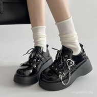 Trendy Gothic Round-Toe Buckle Lace-Up Leather Shoes