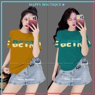 Medium Thai Women's T-shirt [Code A87] 100% Cotton, Soft, Cool, Embossed Letters on 2 Sleeves[BETR]