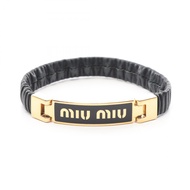 【二手】Miu Miu 女士 Logo 皮革鍍金手鍊