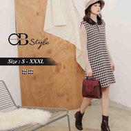 OB DESIGN ★ OBDESIGN ★ ORANGEBEAR ★ HOUNDSTOOTH VEST MIDI KNIT DRESS ★ 2 COLORS ★ S-XXXL SIZE ★ PLUS