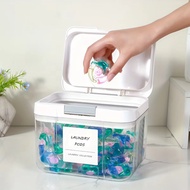 Laundry Pod Container, Laundry Pod Holder, Sealed and Automatic Pop-Up, Large Capacity Holds Laundry
